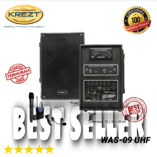 Speaker Wireless KREZT WAS 09 UHF Speaker Portable Was 09uhf