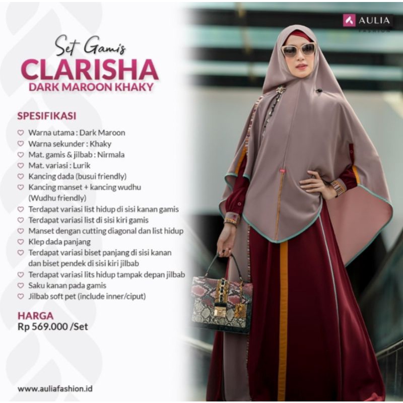 Gamis Aulia Clarisha Terbaru set Jilbab