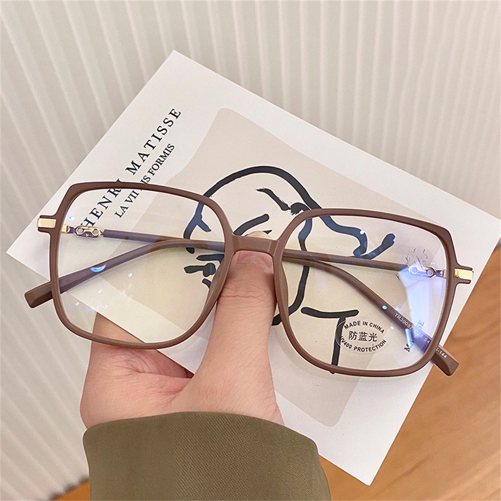 【COD Tangding】4 Colors Frosted Coffee Big Glasses Korean Female Student Plain Face Thin Big Frame Eye Frame