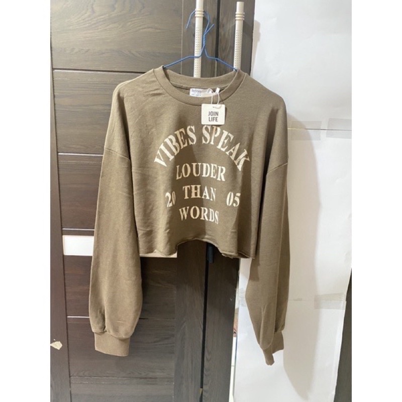 Jastip sweater crop bershka brown