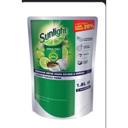 Sabun Sunlight Pro Lime pouch 1800 ML