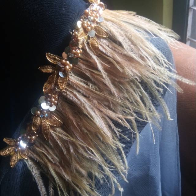 Bulu ostrich payet rangkai (bulu ostrich panjang)