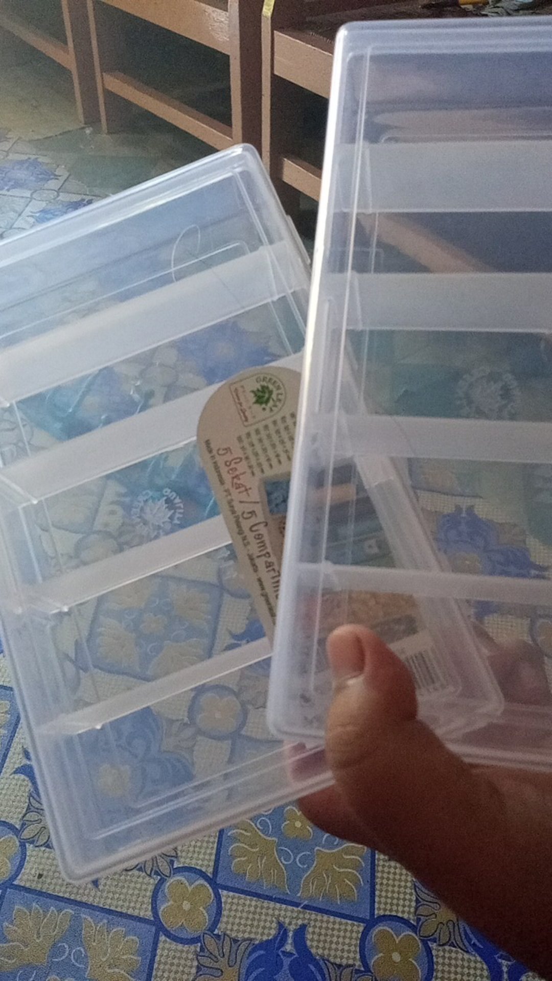 Kotak Perkakas Reiko 1414 Sekat 5 Green Leaf Storage Box Aksesoris