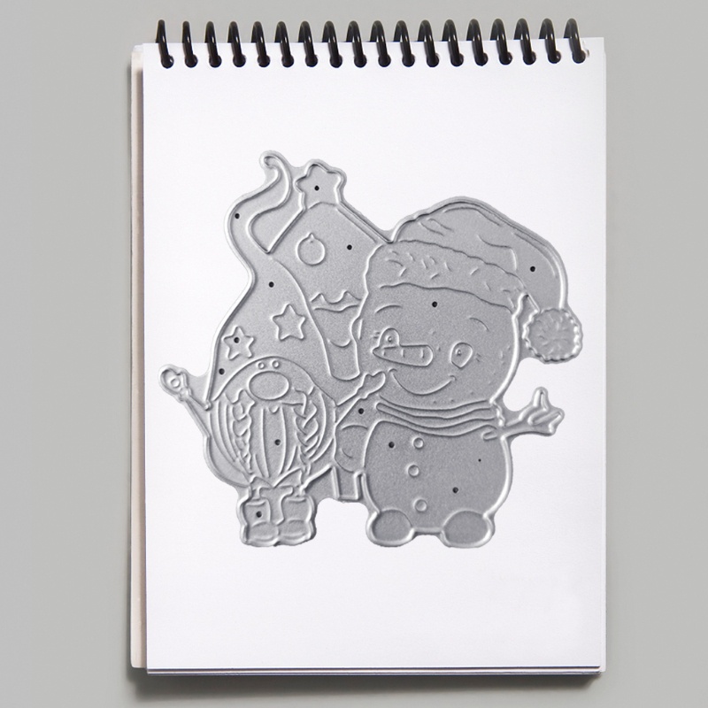 Cetakan Stensil Cutting Dies Motif Snowman Santa Natal Bahan Metal Untuk Scrapbook / Craft DIY