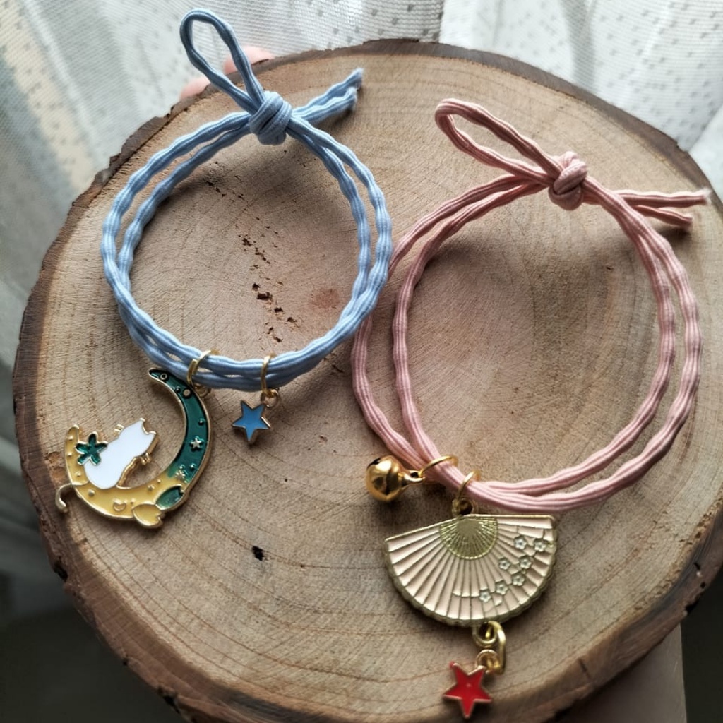 Gelang Simpel Tali Gelang Couple Pink Biru Gelang Korea Ikat Rambut Bandul Korea Ikat Rambut Korea