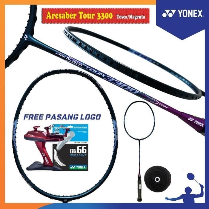 TERLARIS NEW COLOR RAKET BADMINTON YONEX ARCSABER TOUR 3300 ORIGINAL - BG 66 BRILLIANT, TANPA PASANG