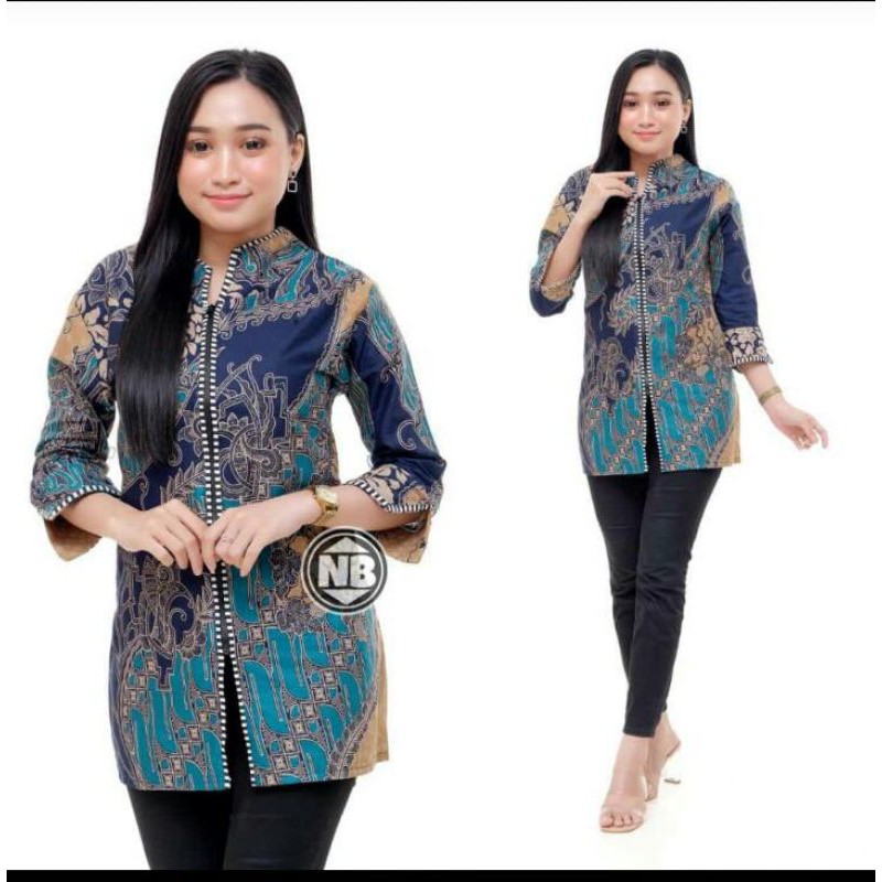tey-17 Batik wanita ASJ SA HRB026 Kenongo Kemeja Tosca Pendek-Captoska