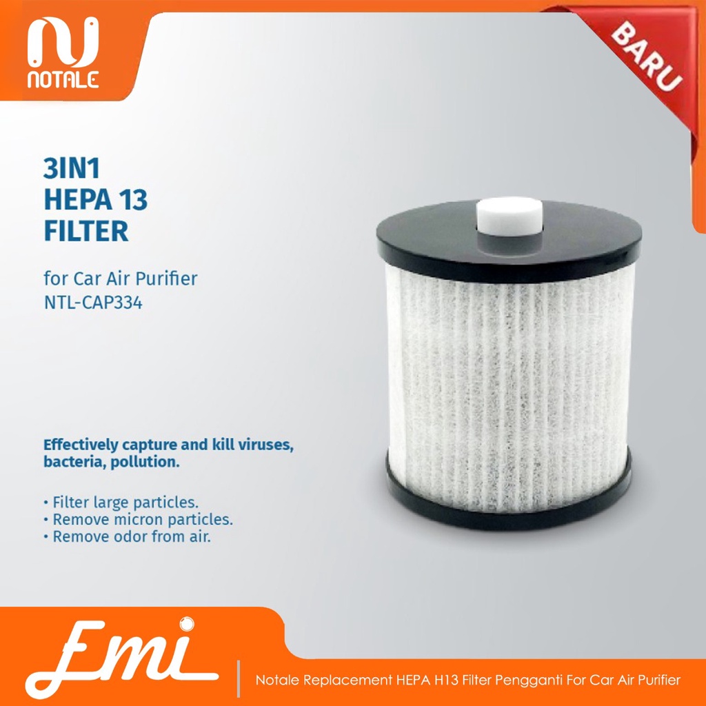 Notale Replacement HEPA H13 Filter Pengganti For Car Air Purifier