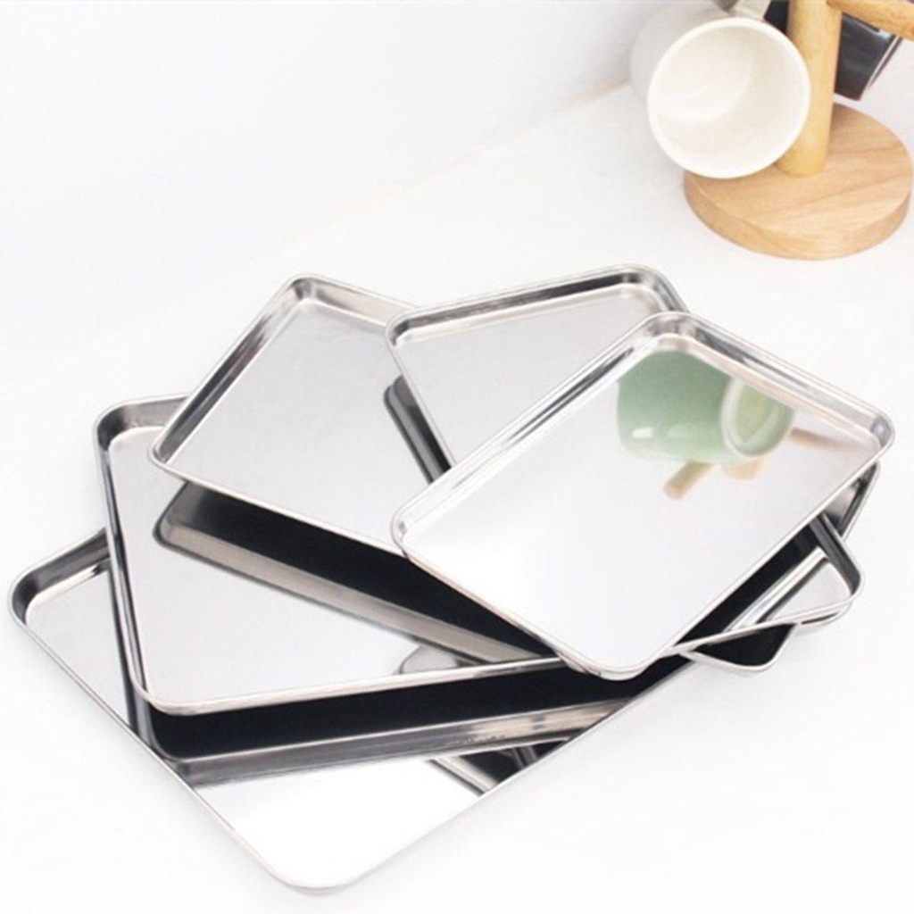 Rebuy Baking Tray Dapur Roti Persegi Panjang Heavy Duty Piring Buah Piring Kue Anti Karat