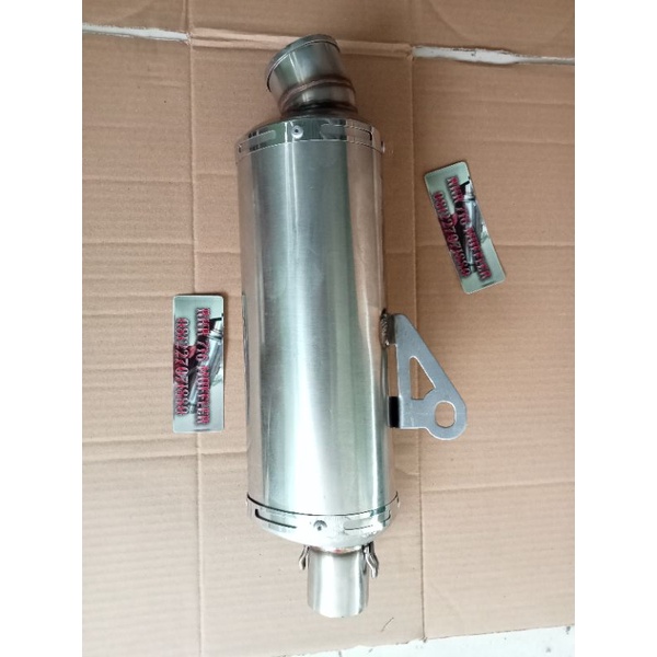 knalpot racing custom polos oval 25cm breket paten inlet 38