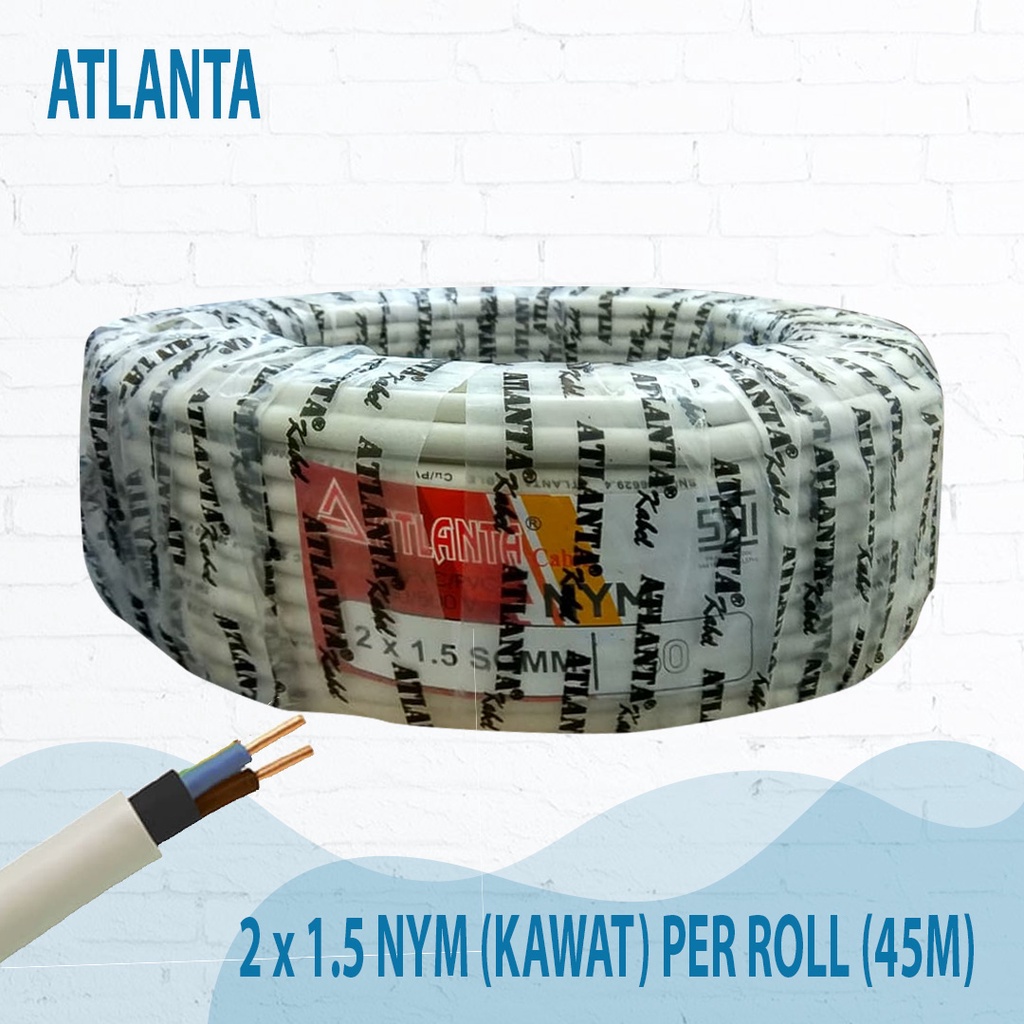 KABEL NYM Murah SNI 2X1,5 Merek ATLANTA 50 Yard/1 Roll