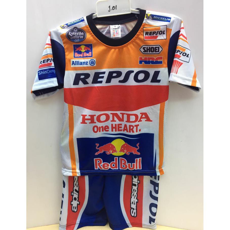 baju stelan motor honda repsol pendek anak -gallspt