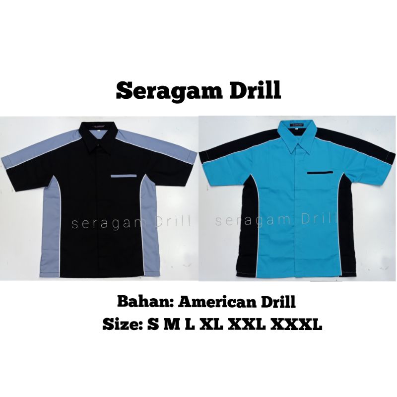 kemeja drill seragam promosi polos/mekanik/office boy/komunitas/bengkel