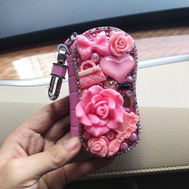 DOMPET KUNCI OVAL MOBIL STNK BUNGA SET Anna Sui BAHAN KULIT SINTETIS  PREMIUM EXECUTIVE EXCLUSIVE