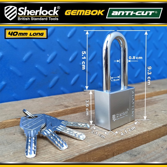 Gembok Original Sherlock Tools ANTI CUT 40 mm Panjang