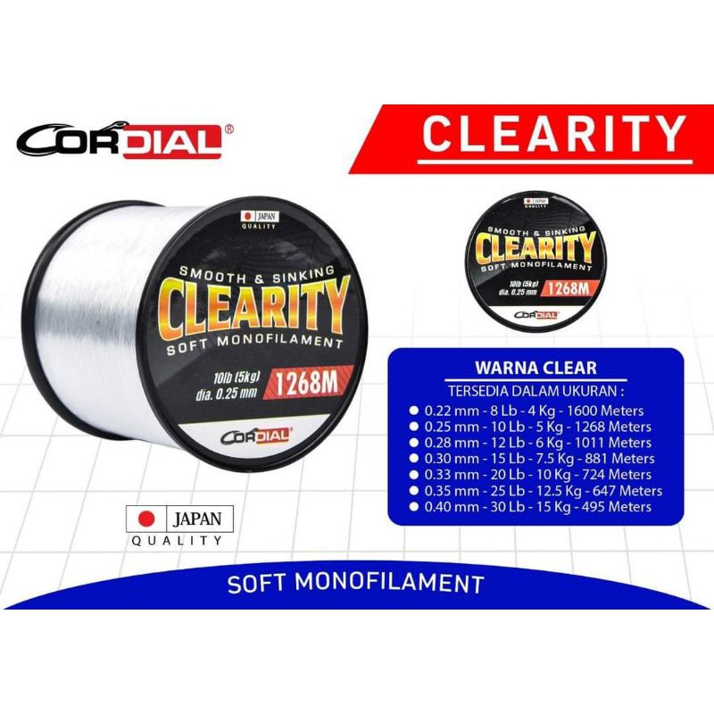 Senar Cordial Clearity Monofilament (Smooth & Sinking) White / Clear