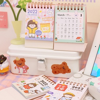 2022 Kalender Meja Mini Motif Kartun Jepang Dengan Coil Untuk Dekorasi Diaryplanner
