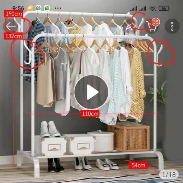 [UNIK88] Gantungan Baju Stand Hanger Gawang Double Rack