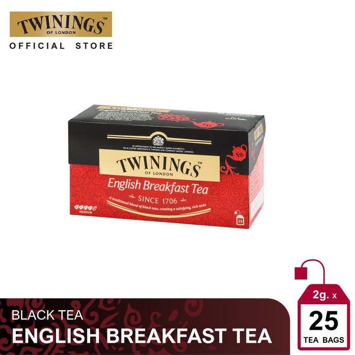 

(BISA COD) Twinings Teh Hitam Celup English Breakfast Tea 25x2gr TERLENGKAP Kode 399