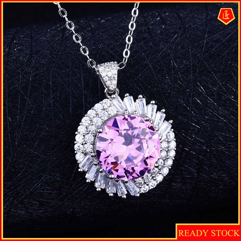 [Ready Stock]Large Carat Purple Diamond Pendant Elegant Fashion