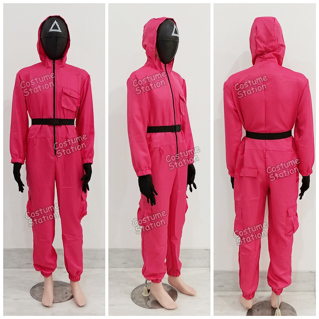 Kostum Squid Game Pink Guards / Costume Pink Masked Soldiers dewasa