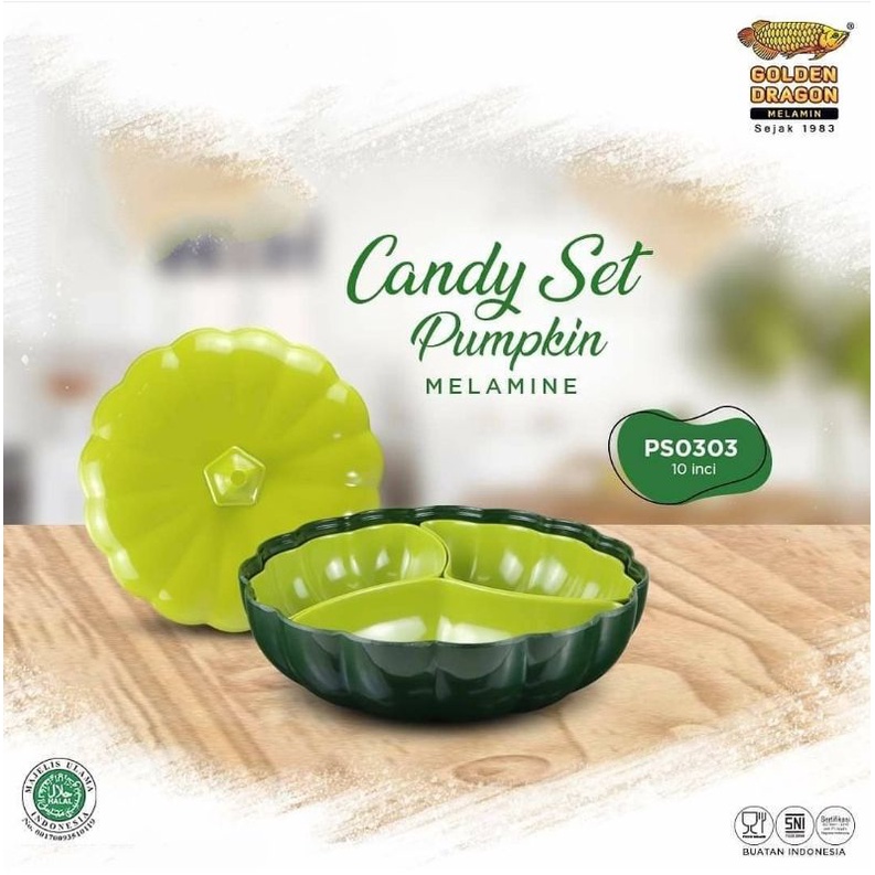 Grosir Melamin PS0303 Pumpkin labu golden dragon / Candy set/bisa buat tempat lauk/Free bubble dan d