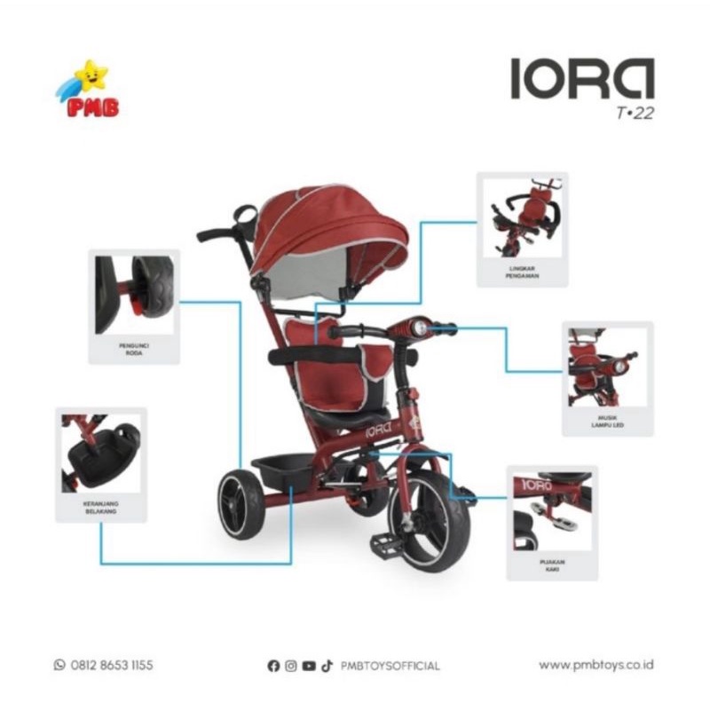 Sepeda Anak Roda Tiga PMB IORA T10 T11 T22 T23