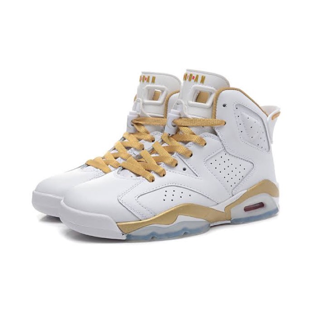 Sepatu Original Nike Air Jordan 6 Retro White And Gold Second