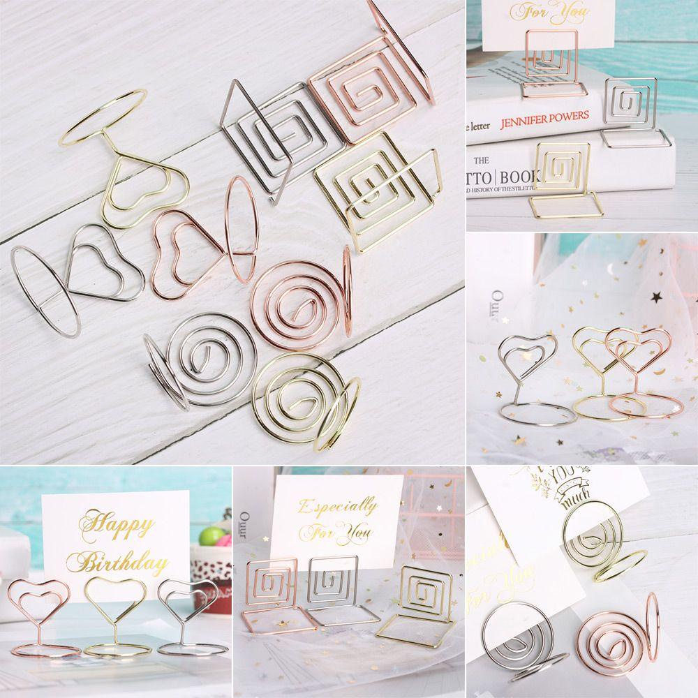 TOP 1/5PCS Place Card Metallic Fashion Paper Clamp Heart Shape Desktop Decoration Wedding Supplies Photos Clips