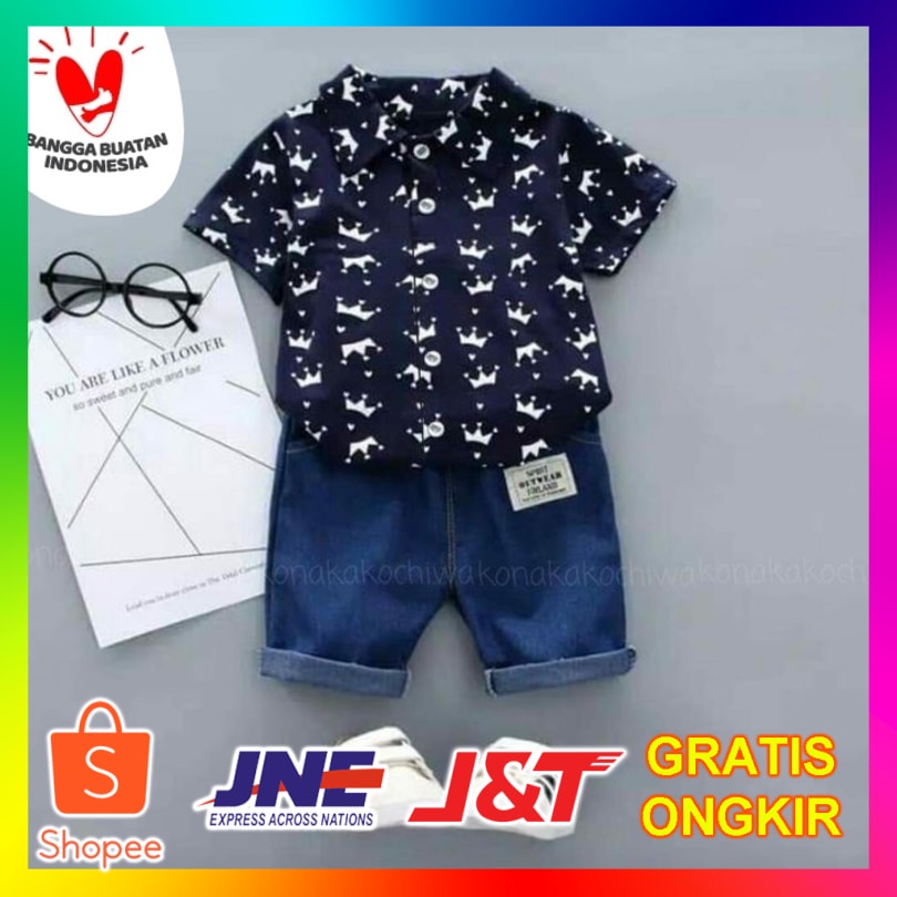 New Trend [St Crown kids NAVY VE]Setelan Anak laki laki babytery NAVY Terbatas