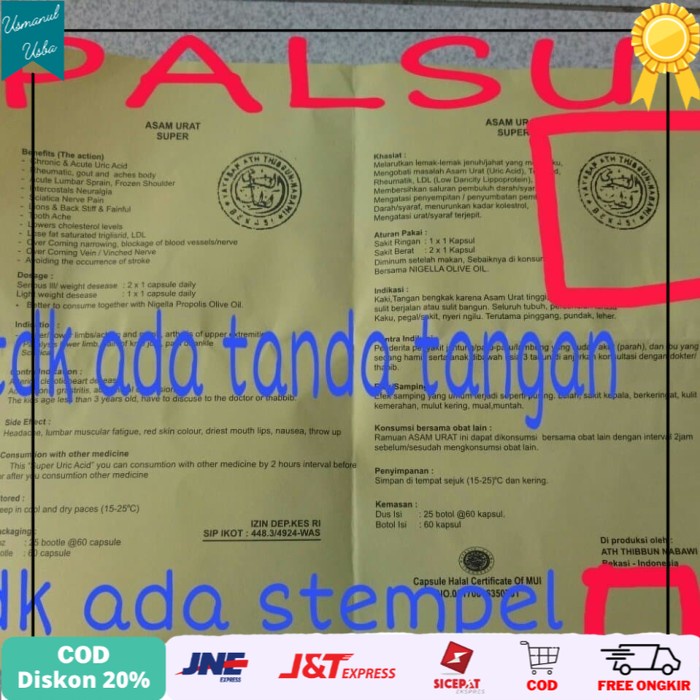 

◾COD◾ Obat Asam Urat Super Ampuh Ath Thibun Nabawi