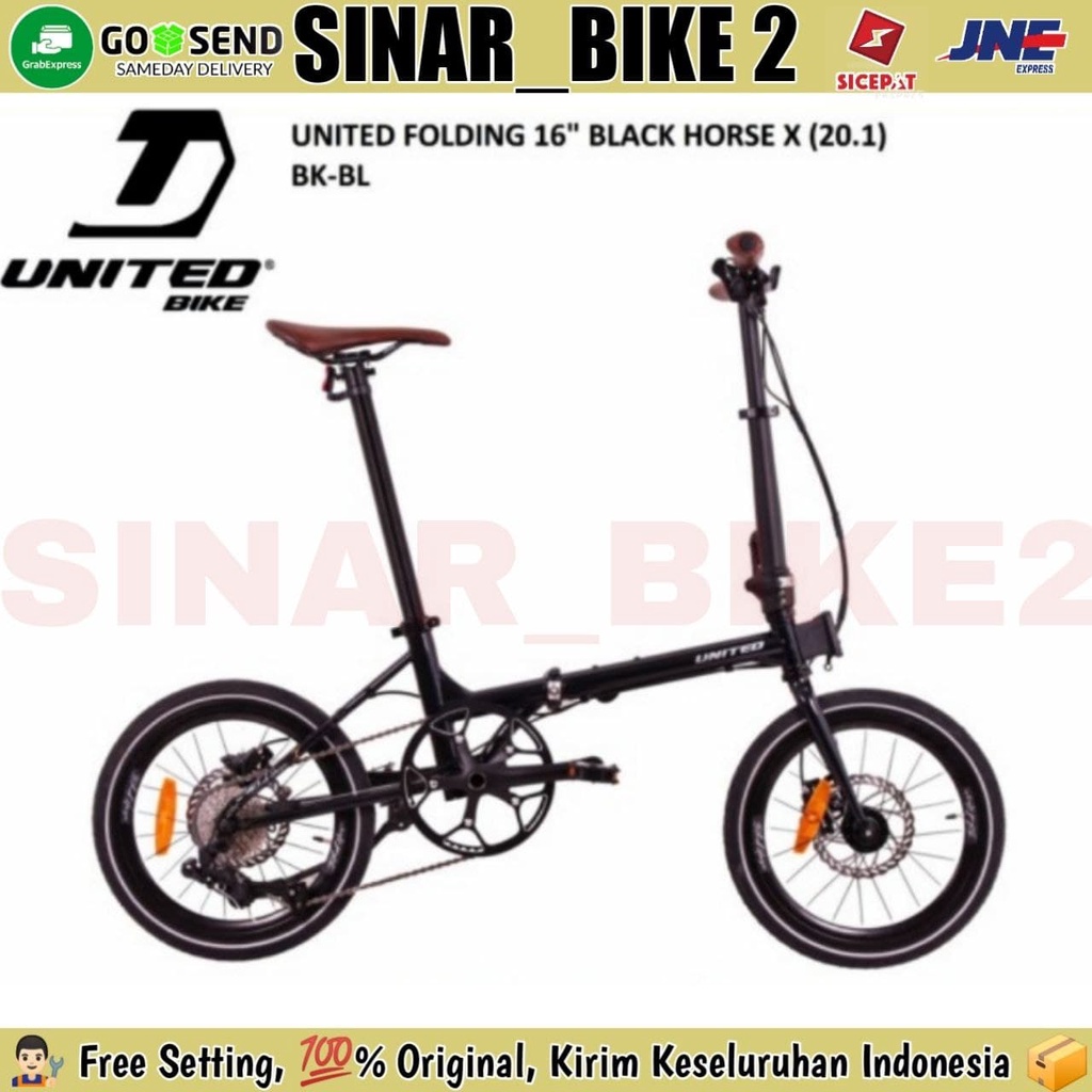 Sepeda Lipat UNITED BLACK HORSE X 20.1 16 Inch Chromoly 10 Speed Hidrolik