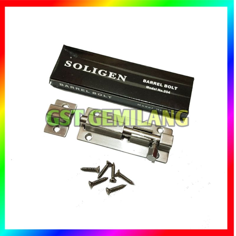 Grendel SOLIGEN 3 inci STAINLESS STEEL BARREL BOLT