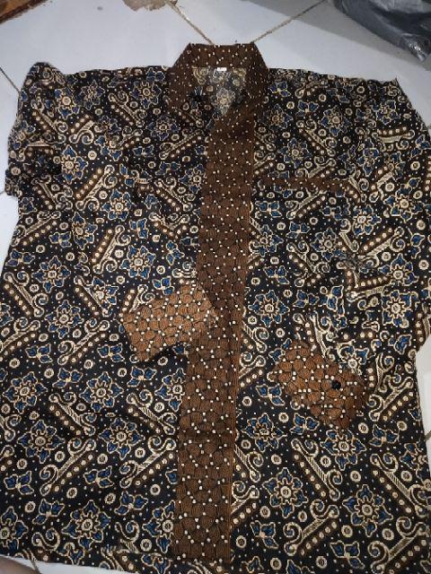 Bswart Batik Hrb026 Kenongo Hem Pendek Anjani Biru Pekalongan M L Xl Batik Pria Murah Modern Grosir