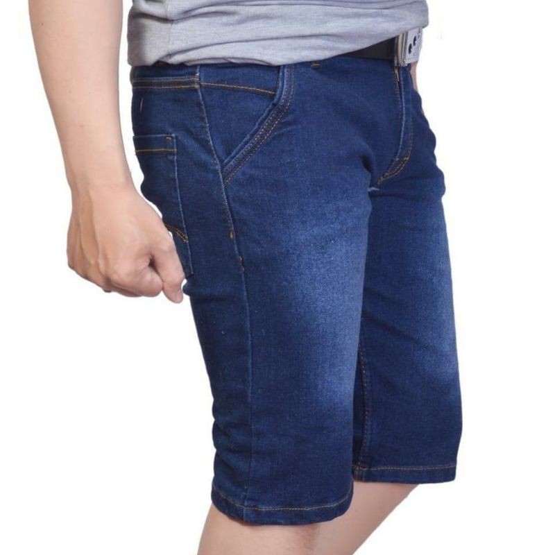 Celana Pendek Jeans Pria Denim Bahan Melar