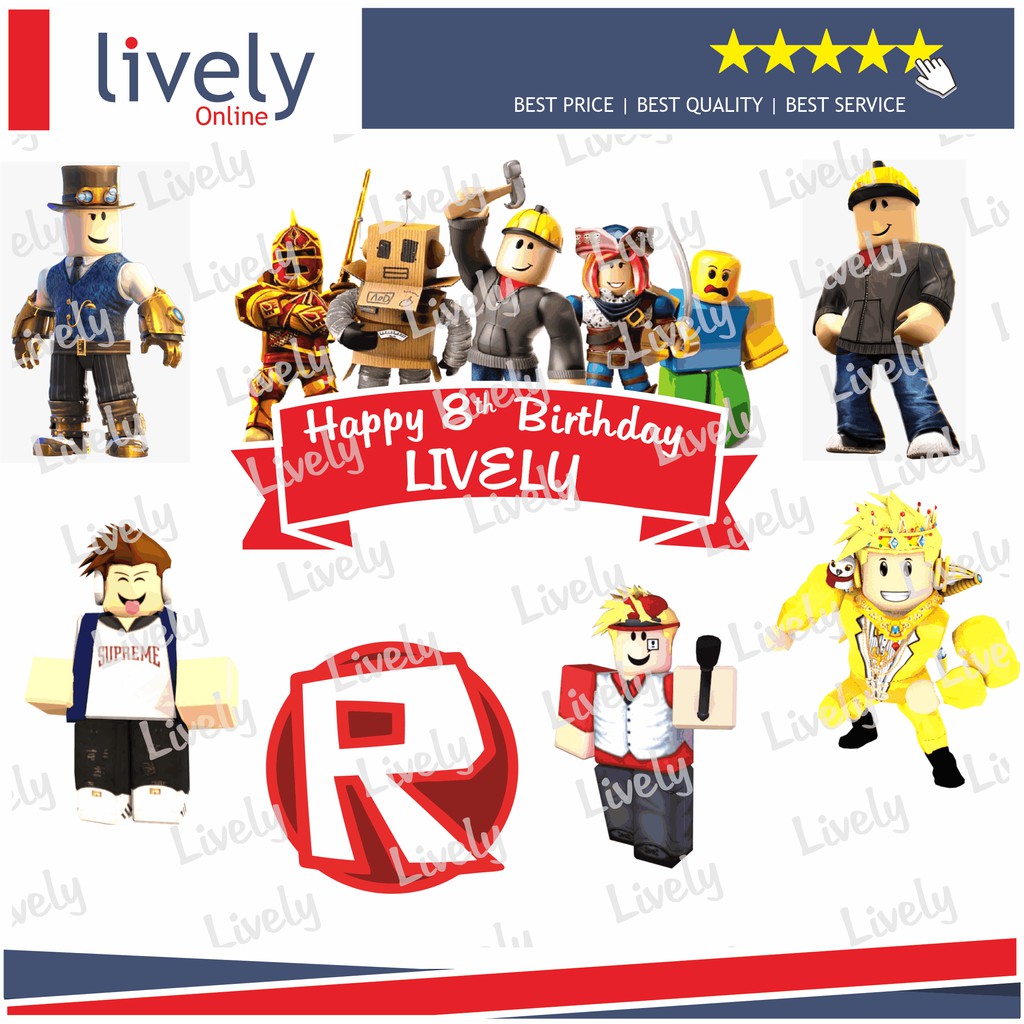 CUSTOM NAMA HIASAN KUE ULANG TAHUN ROBLOX 03 CAKE TOPPER KARAKTER HAPPY BIRTHDAY