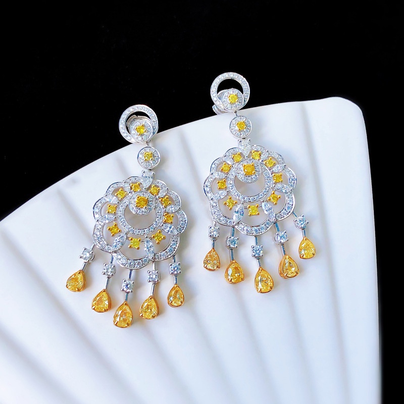 Fashion Luxury Yellow Diamond Bohemian Earrings Luxury Earrings