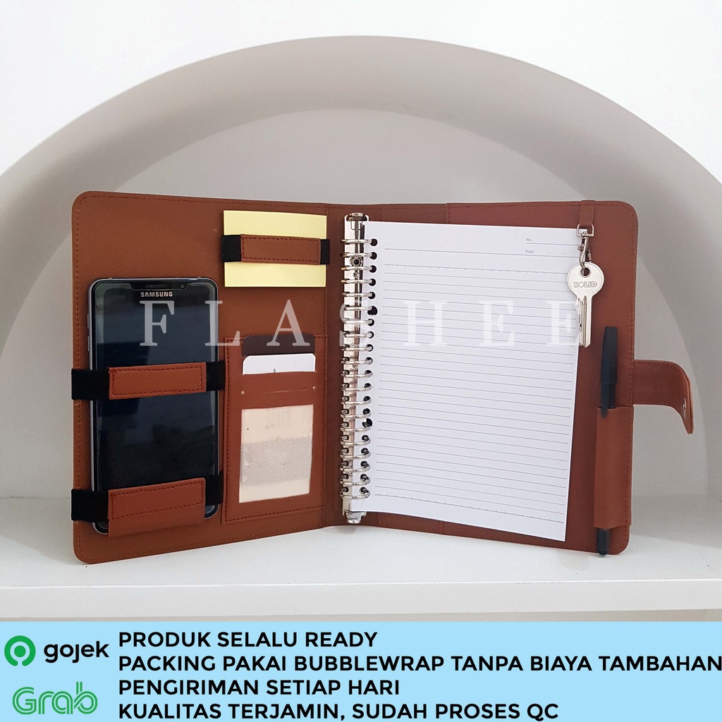 

Binder Polos A5 20 Ring Antimainstream Binder Eksklusif A5 20 Ring Multifungsi 7 Warna Coklat Muda