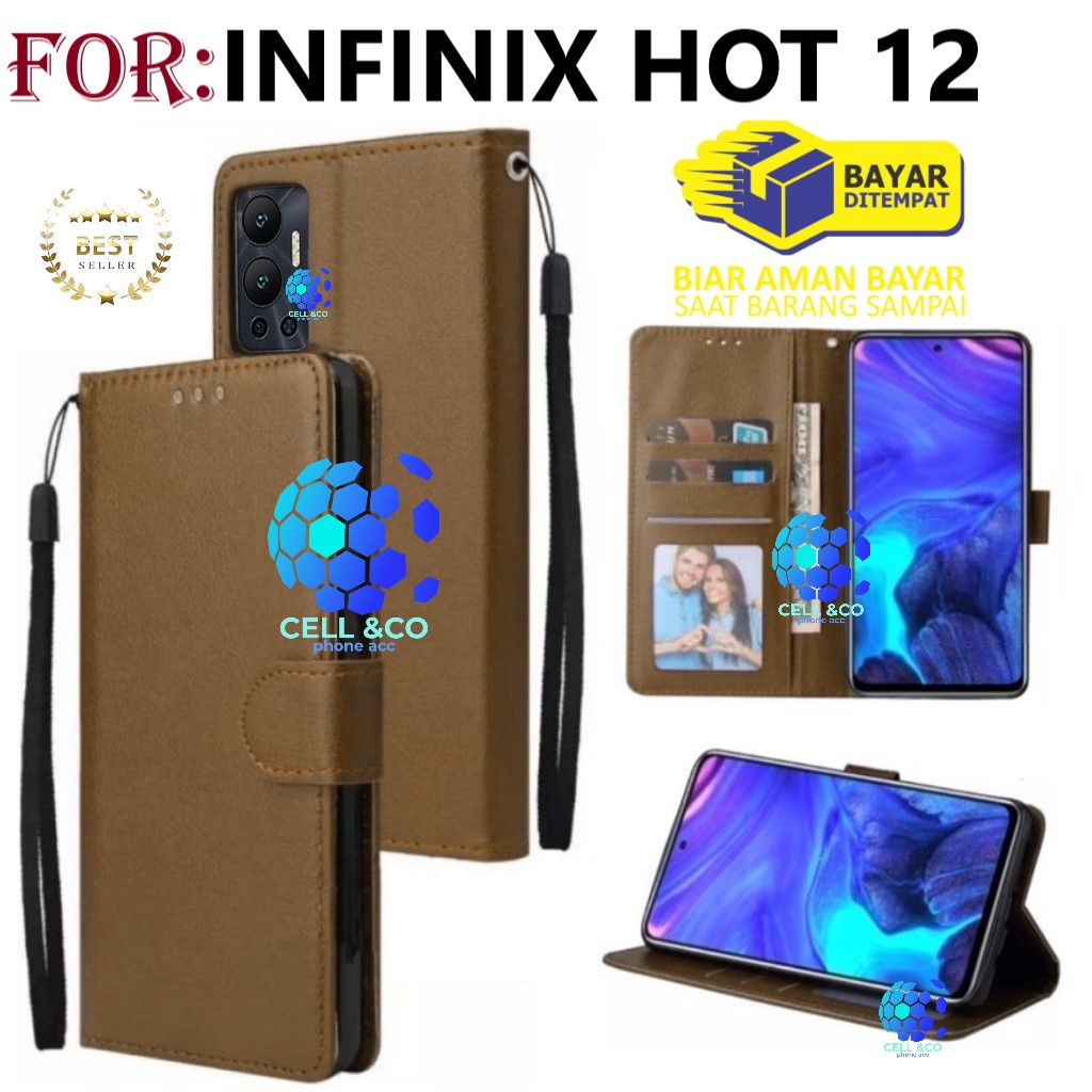 NEW INFINIX HOT 12 CASE FLIP LEATHER WALLET PREMIUM FLIP CASE BUKA TUTUP KESING HP CASING FLIP CASE WALLET INFINIX HOT 12 TERBARU