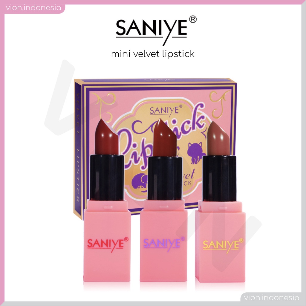 SANIYE Mini Velvet Lipstick Matte Panda Waterproof Long Lasting 6 Warna Tahan Lama Lipstik Original SA009