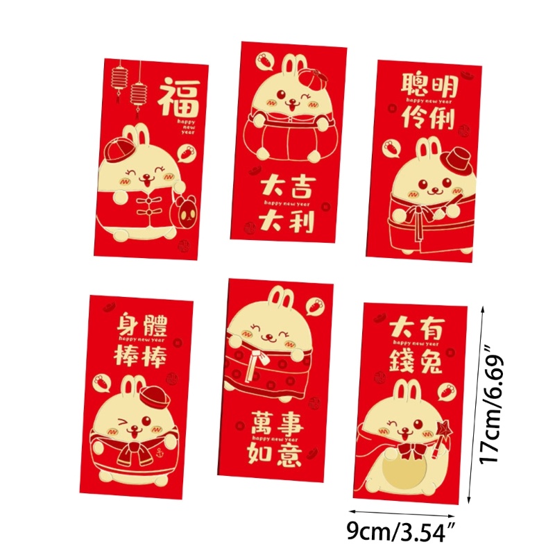 Zzz 2023 Amplop Angpao Tahun Baru Cina / Imlek Motif Kelinci Warna Merah