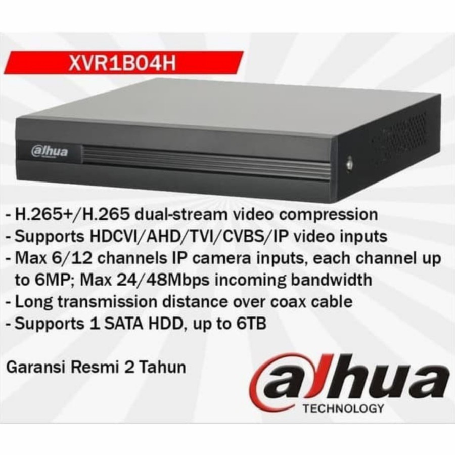 Dvr Dahua 4 Channel XVR1B04H-I Cooper Series 5MP-N