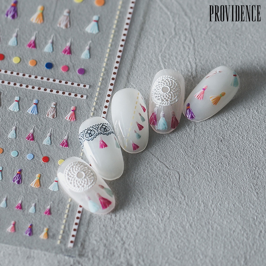 Providence Nail Stickers Tassel Pattern Self-Adhesive Vivid Images Cute Tassels Colored Dots Nail Art Decal for Manicure