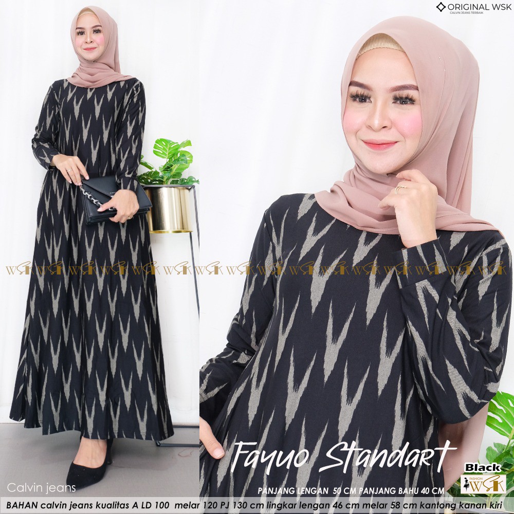 Baju Gamis Wanita Terbaru 2021 Gamis Bahan Calvin Jeans Kualitas A Ld 100 Melar