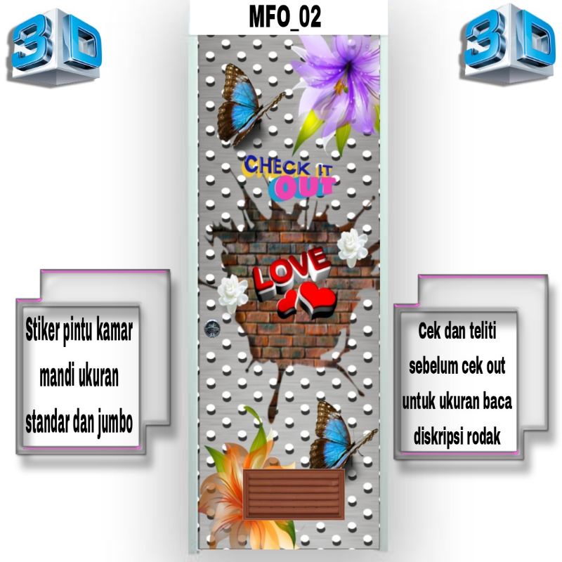 Stiker pintu kamar mandi 3D