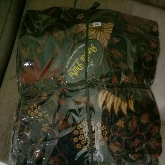 Asifa Batik Hrb026 Kenongo Kemeja Tosca Pendek Pekalongan Padi M L Xl Sogan Tulis Halus Kemeja Batik