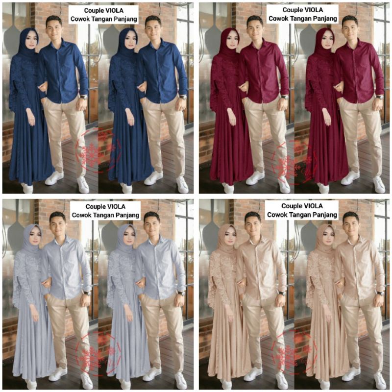 COUPLE PASANGAN COUPLE MUSLIM MAXI BRUKAT MEWAH ONE SET VIOLANA PANJANG COUPLE VIOLA (PANJANG) TR