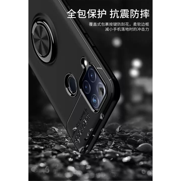 Autofocus Magnetic Ring Case for Oppo Realme C15 Invisible Case Auto Focus iRing - Hitam