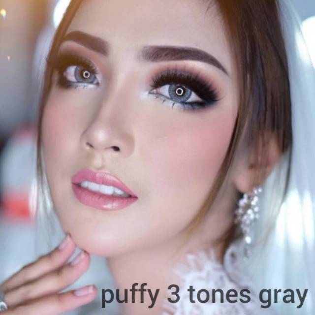 Softlens Pengantin Puffy 3 Tones Gray Grey (Abu-abu) Soft Lens Wedding Make Up Artist Mata Minus