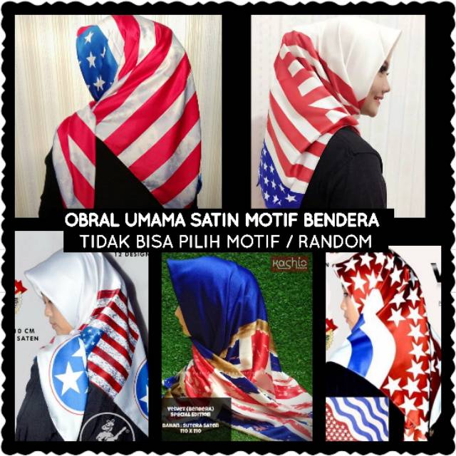 CUCI GUDANG!! SEGIEMPAT UMAMA SCARF BENDERA SATIN ACAK TIDAK BISA PILIH MOTIF SEGI4 SEGI EMPAT MURAH